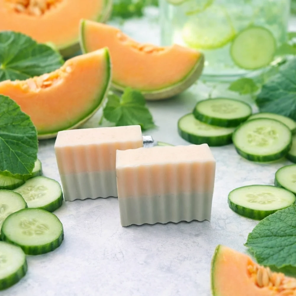 2 Bars Cucumber Melon Scented Handmade Soap